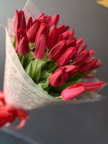 25 тюльпанов в оформлении ( цвета и упаковка на выбор)