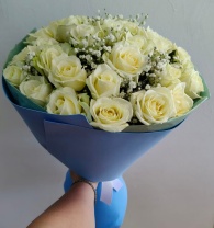 Букет из 31 розы (40-50см) и гипсофилы Букет из 31 розы (40-50см) и гипсофилы