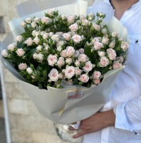 Нежнейший букет из 15 веток 60см кустовой розы в белой упаковке Нежнейший букет из 15 веток 60см кустовой розы в белой упаковке